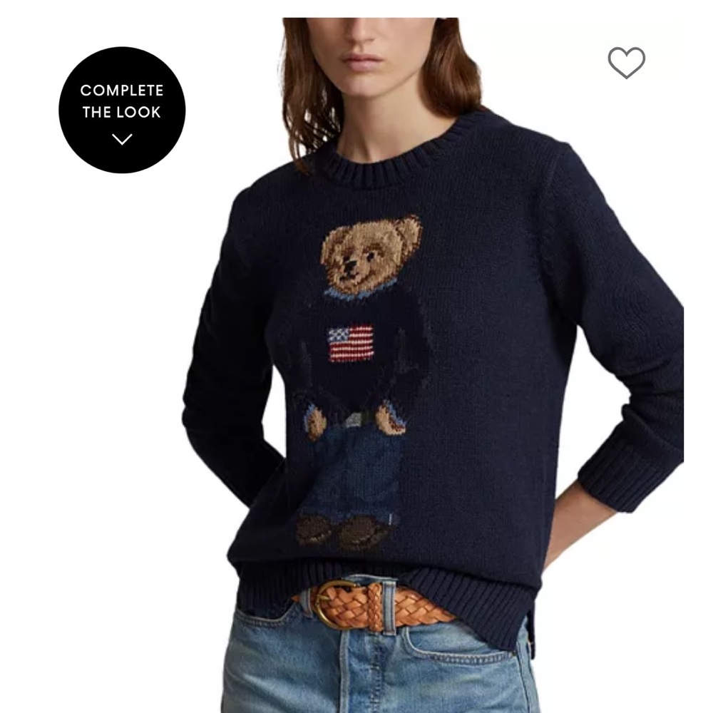 Polo by Ralph Lauren Navy Bear Intarsia Crewneck Sweater